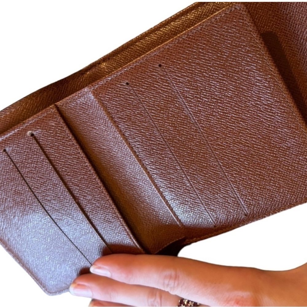 Louis Vuitton vintage bifold wallet snaps brown logo/gold hardware - Picture 10 of 13